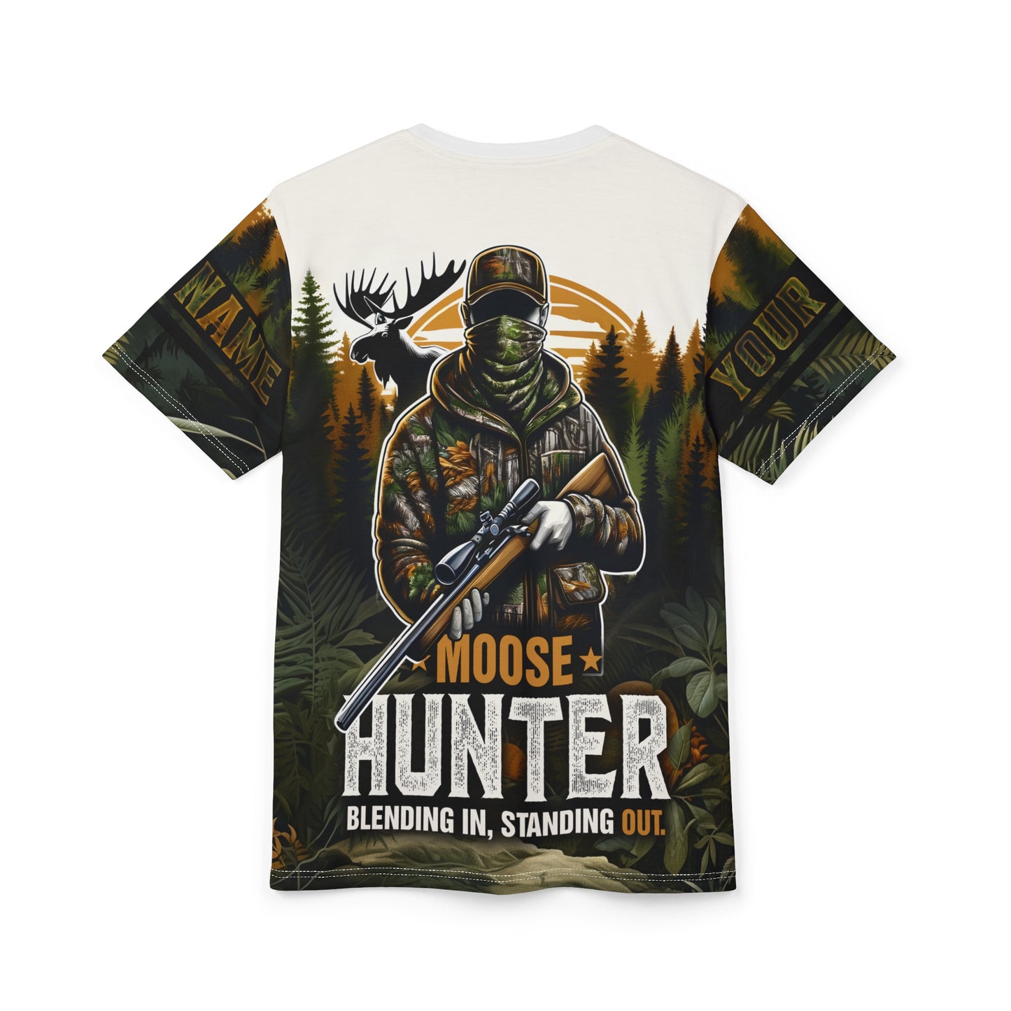 Moose Hunter Blending In Personalized Unisex Cut & Sew Tee