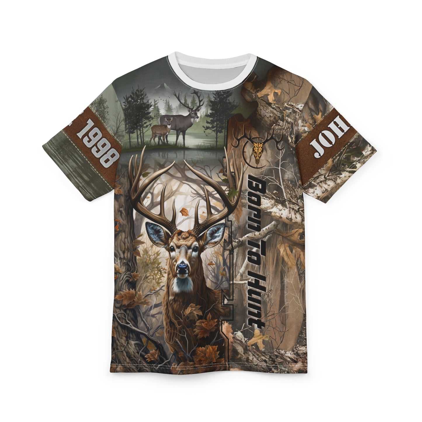 Born To Hunt Buck Personalized Unisex Cut & Sew Tee