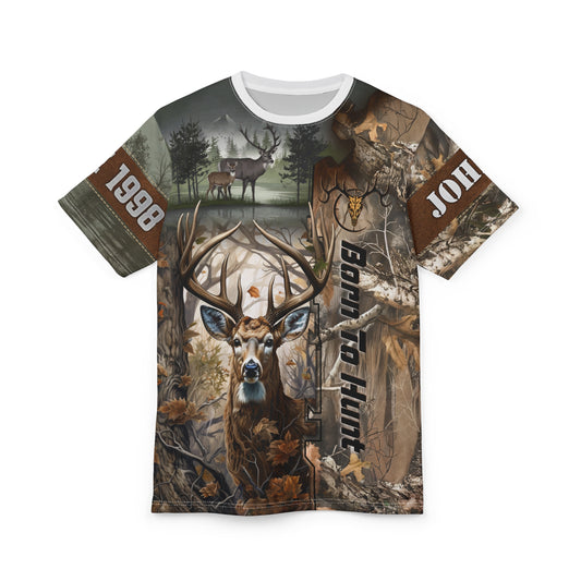 Born To Hunt Buck Personalized Unisex Cut & Sew Tee