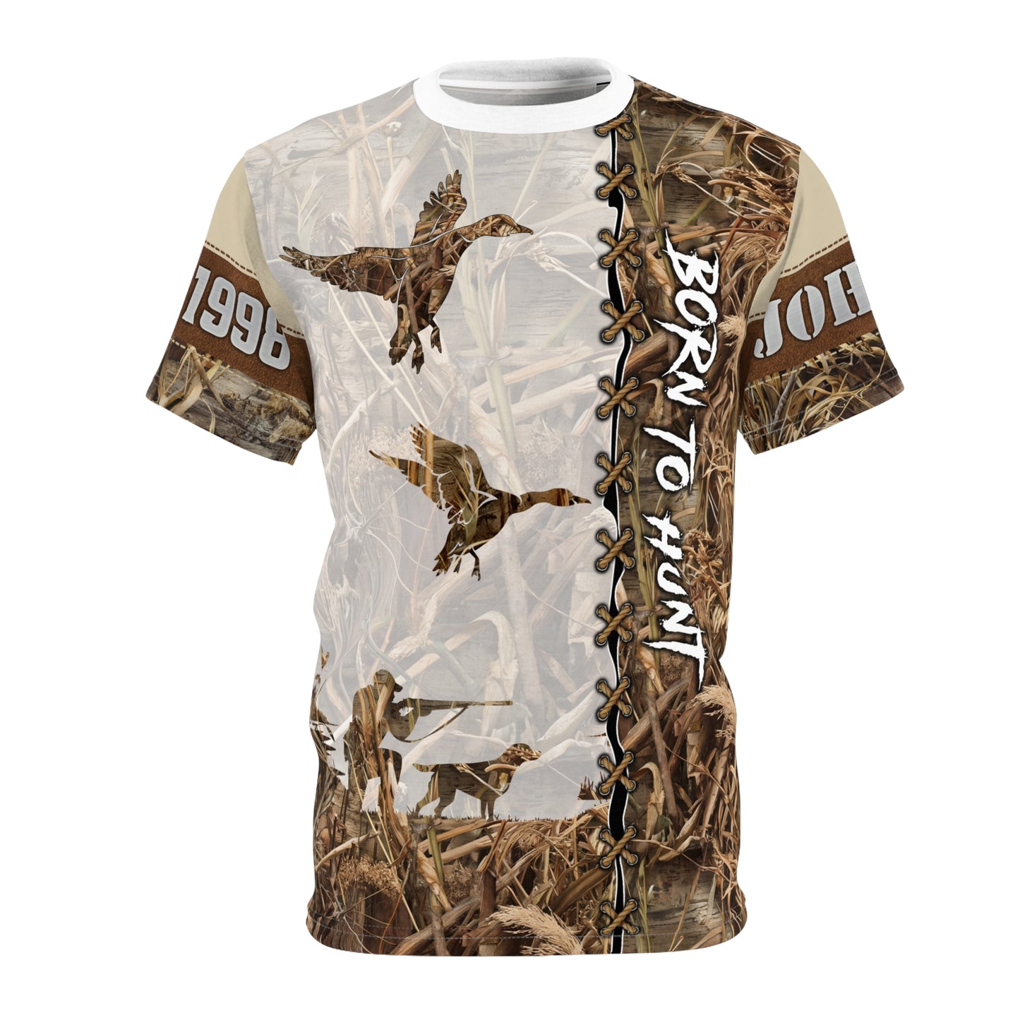 Marsh Camo Waterfowl Hunter Personalized Unisex Cut & Sew Tee