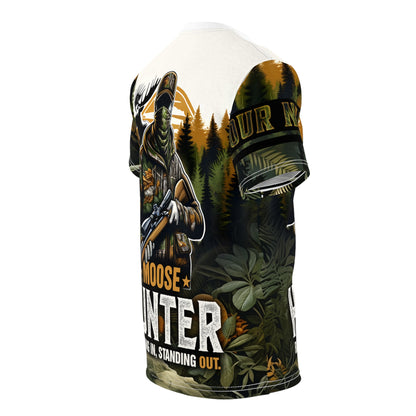 Moose Hunter Blending In Personalized Unisex Cut & Sew Tee