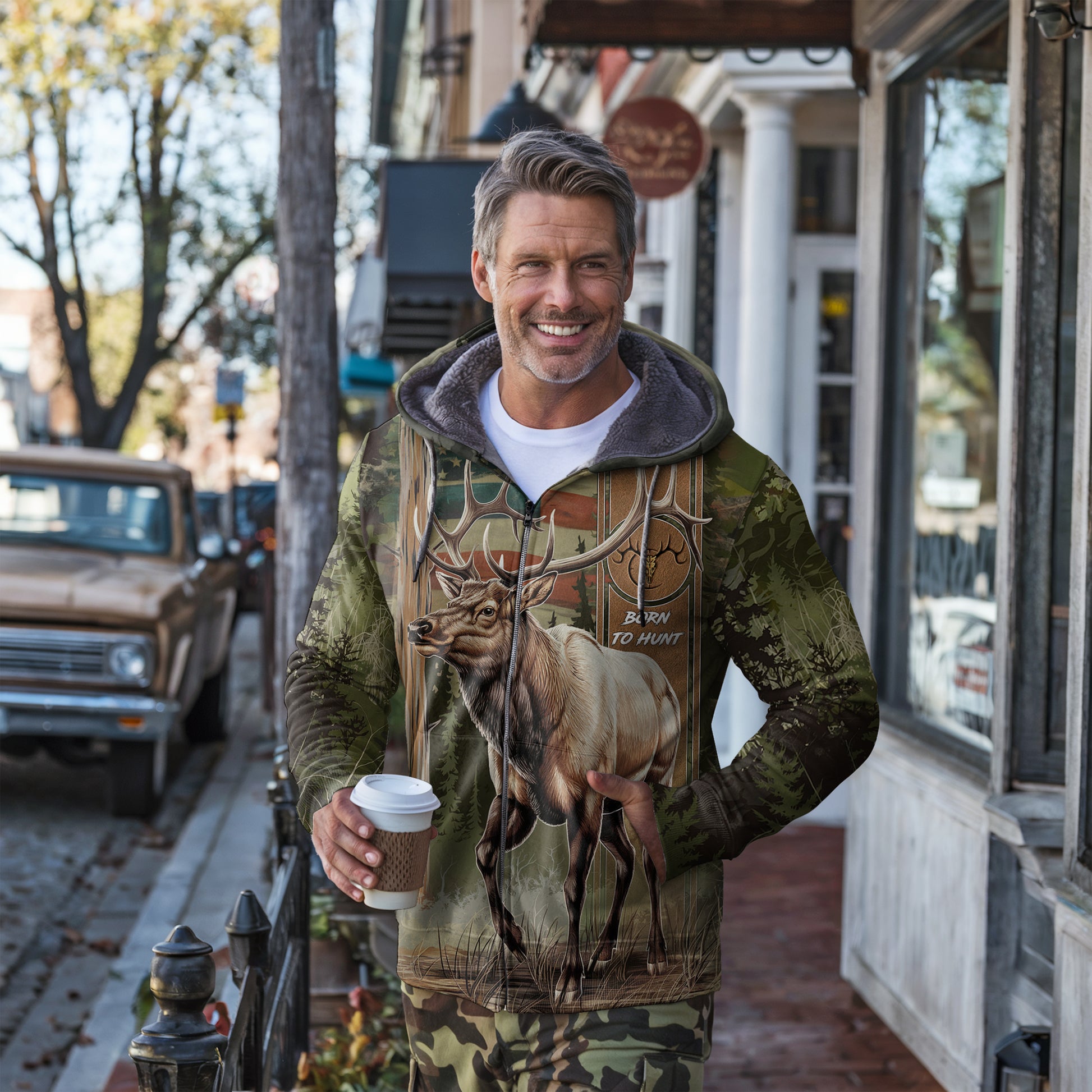 Born to Hunt Elk Zip Hoodie - Wilderness Edition - The Deerly