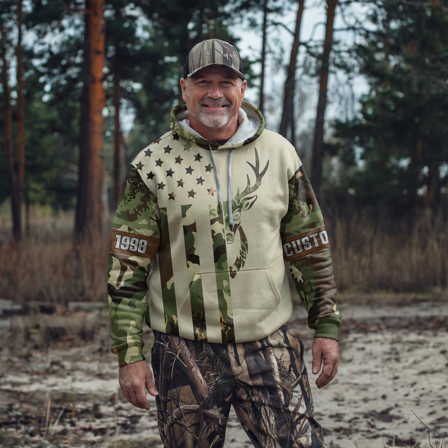 Personalized Camo Deer Hunting Hoodie – Your Hunt, Your Year