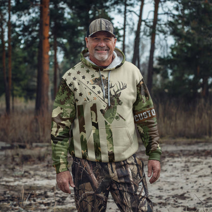 Personalized Camo Hunting Hoodie – Deer & Bass Edition