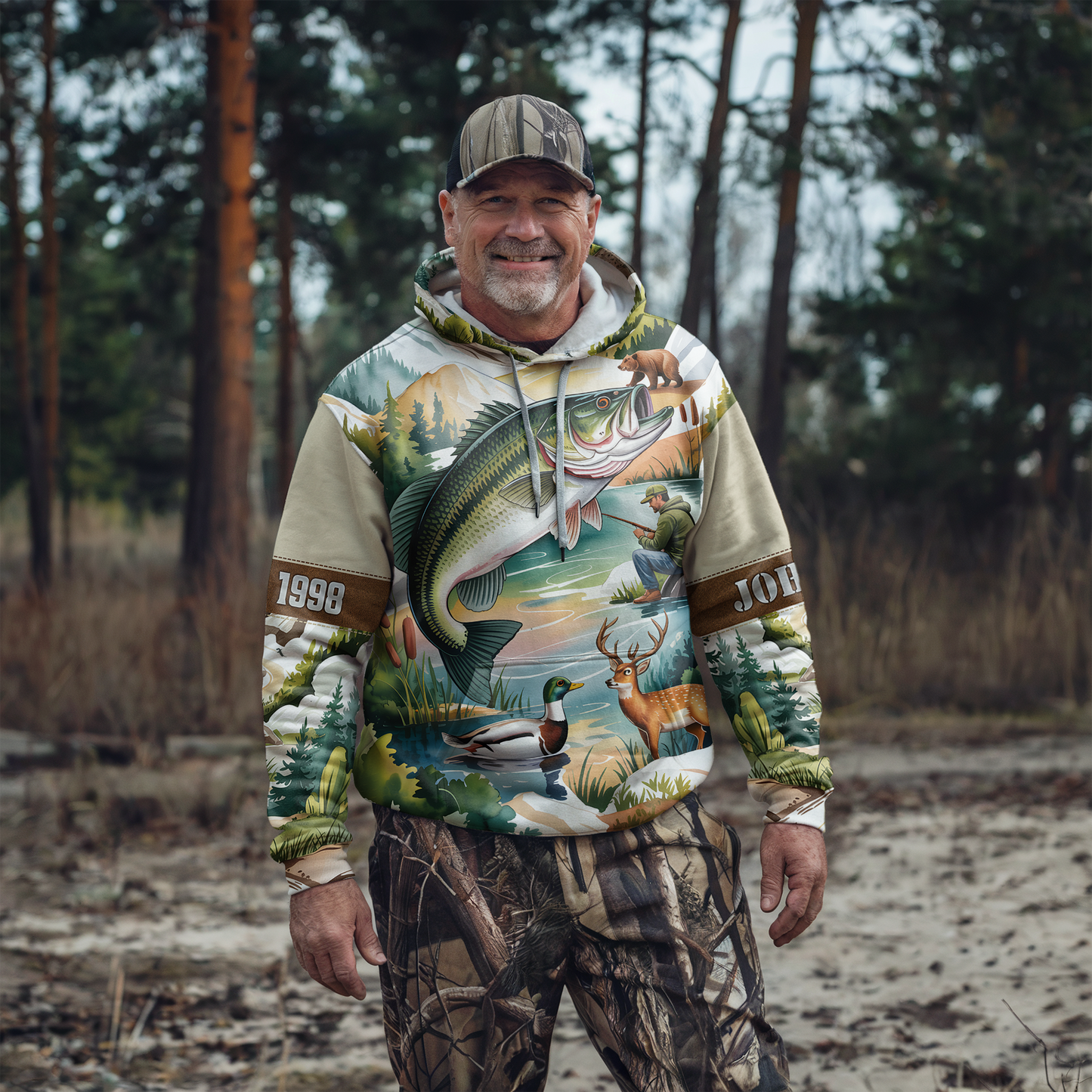 Mountain Lake Bass & Wildlife Personalized Hoodie