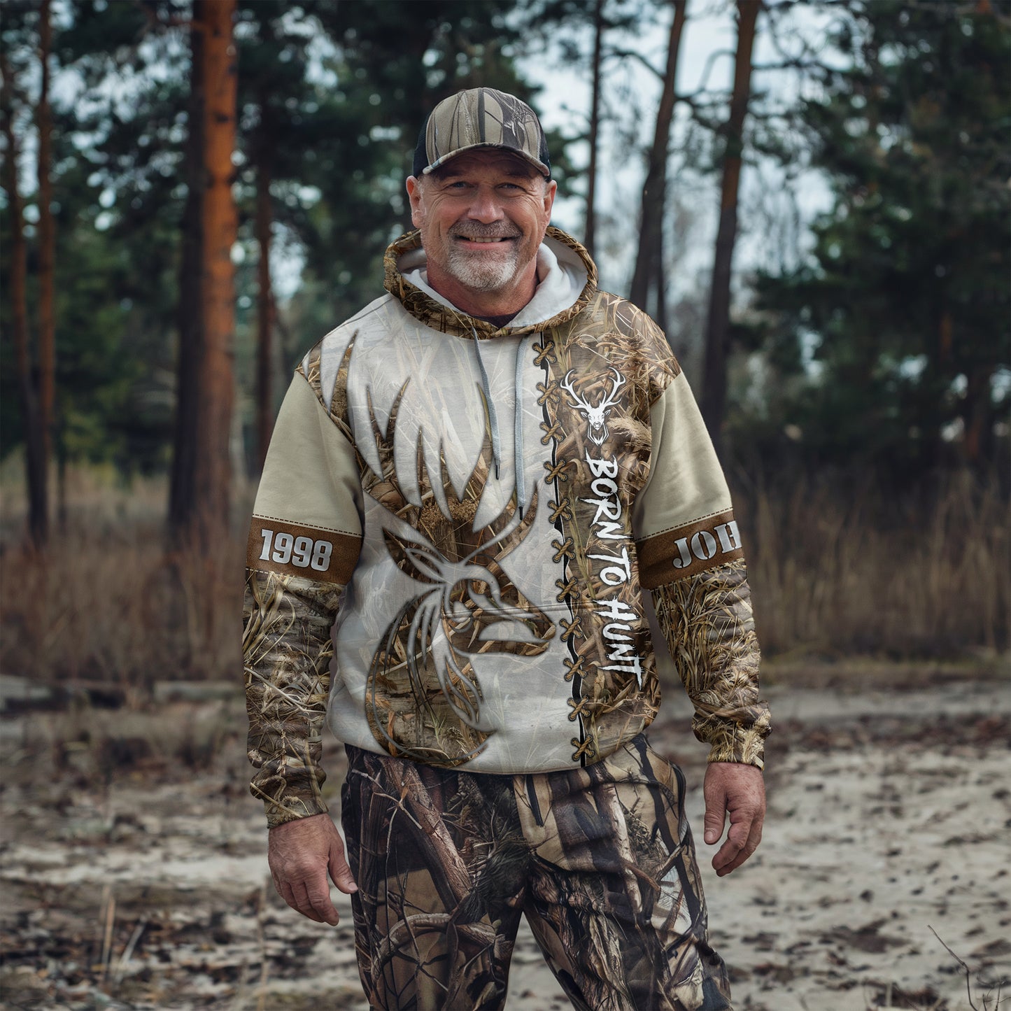 Personalized Deer Hunting Camo Hoodie - Born to Hunt