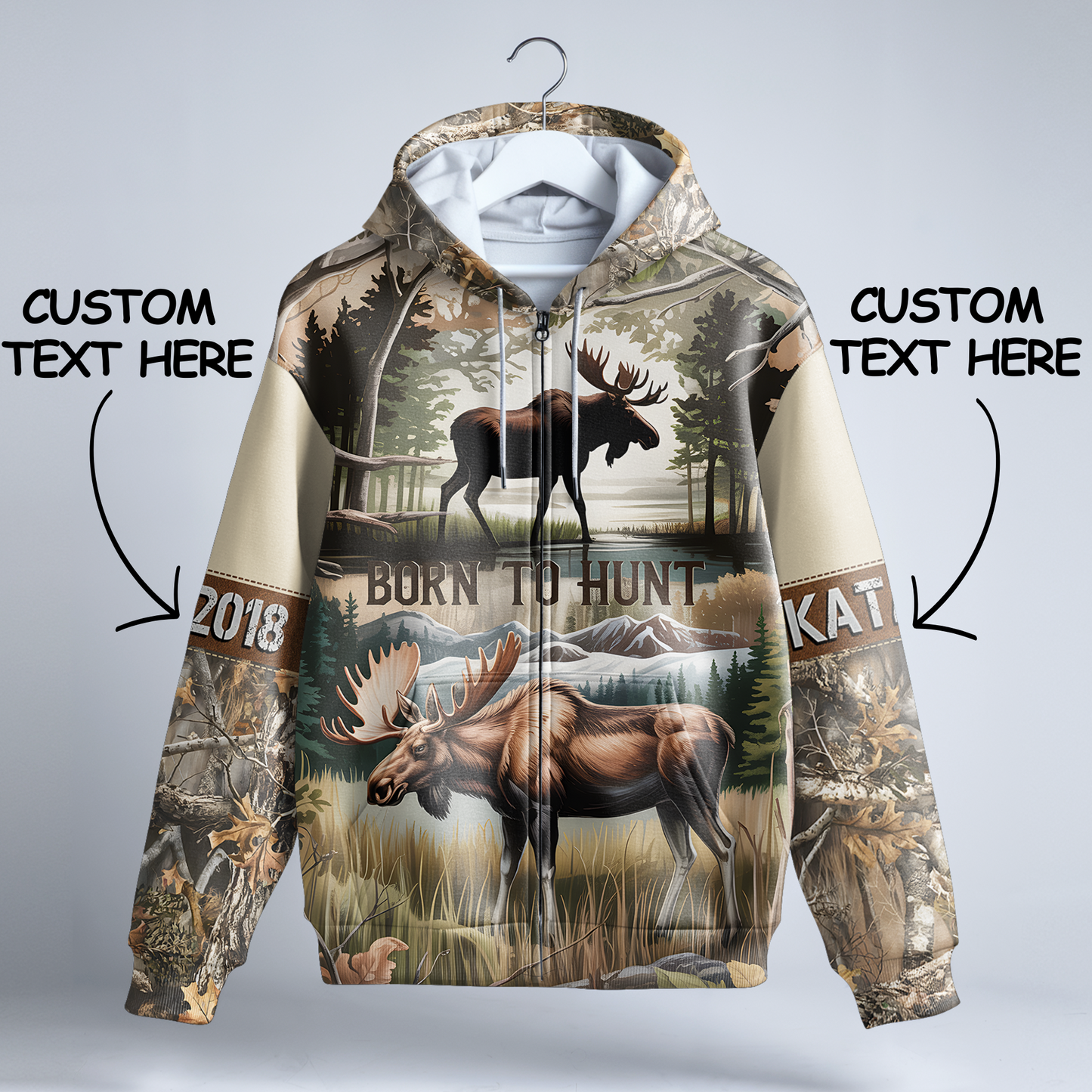 Bull Moose Wilderness Personalized Zip Hoodie
