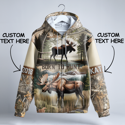 Bull Moose Wilderness Personalized Zip Hoodie