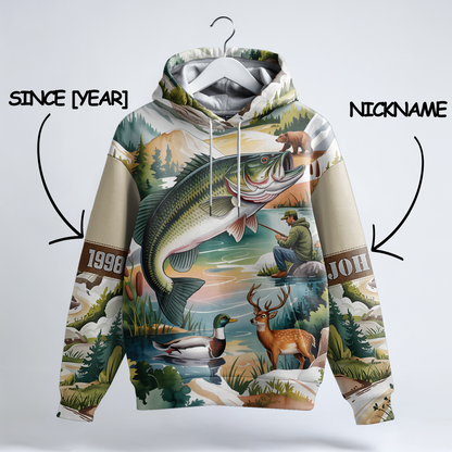 Mountain Lake Bass & Wildlife Personalized Hoodie