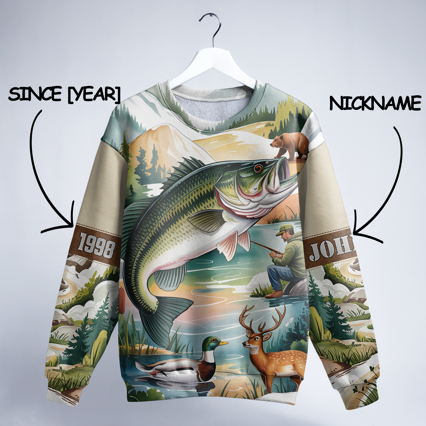 Mountain Lake Bass & Wildlife Personalized Unisex Sweatshirt