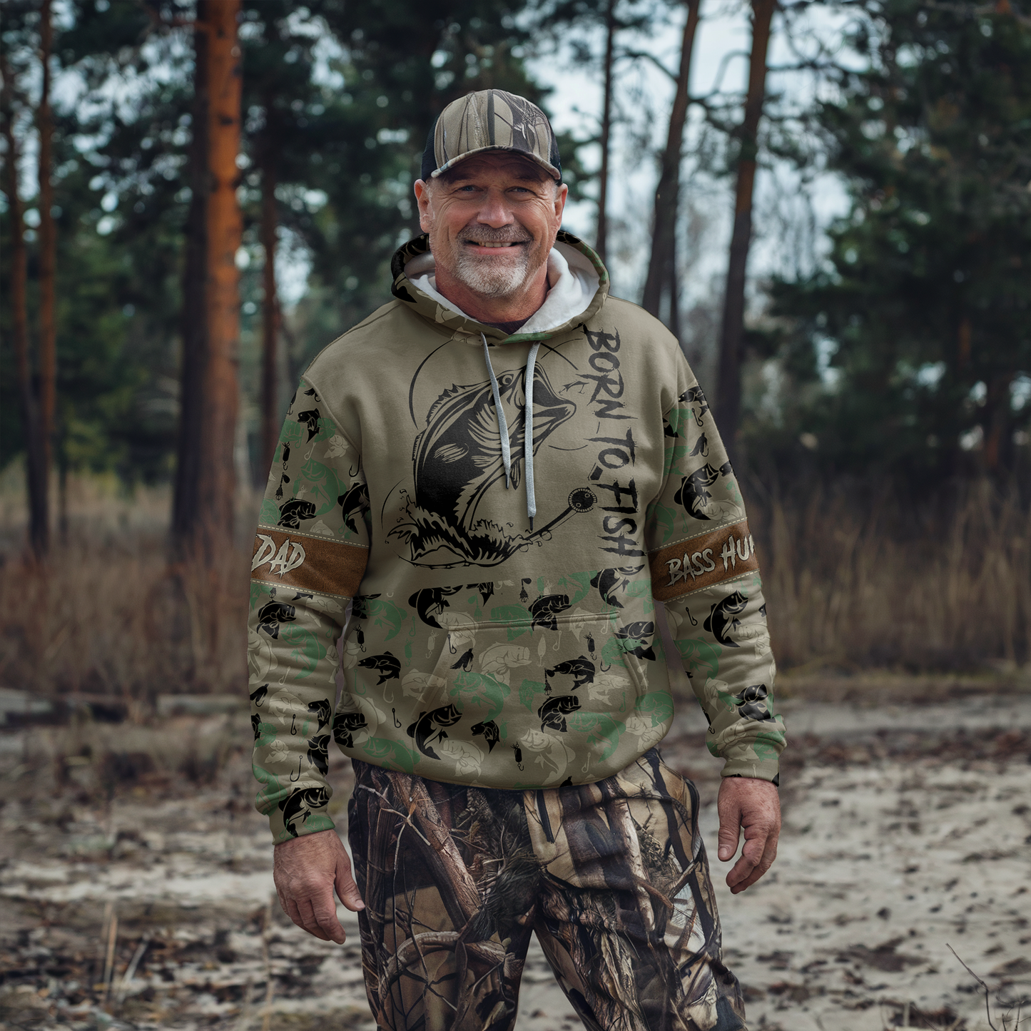 Bass Angler Personalized Camo Hoodie