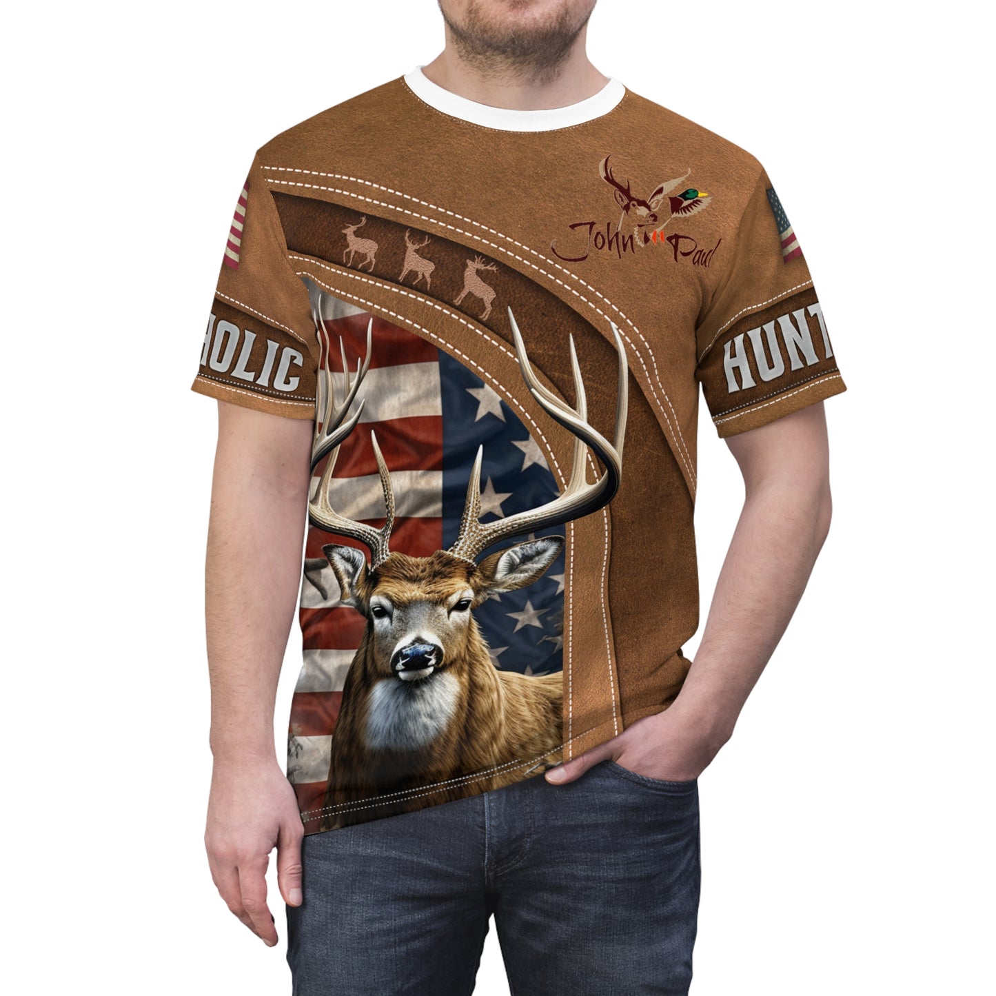 Buckaholic Hunter Personalized Unisex Cut & Sew Tee