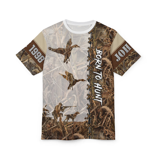 Marsh Camo Waterfowl Hunter Personalized Unisex Cut & Sew Tee