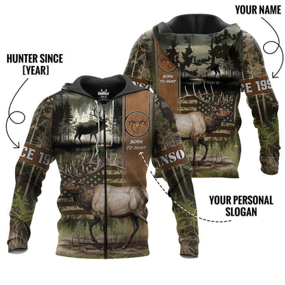 Elk Pursuit Personalized Zip Hunting Hoodie - The Deerly