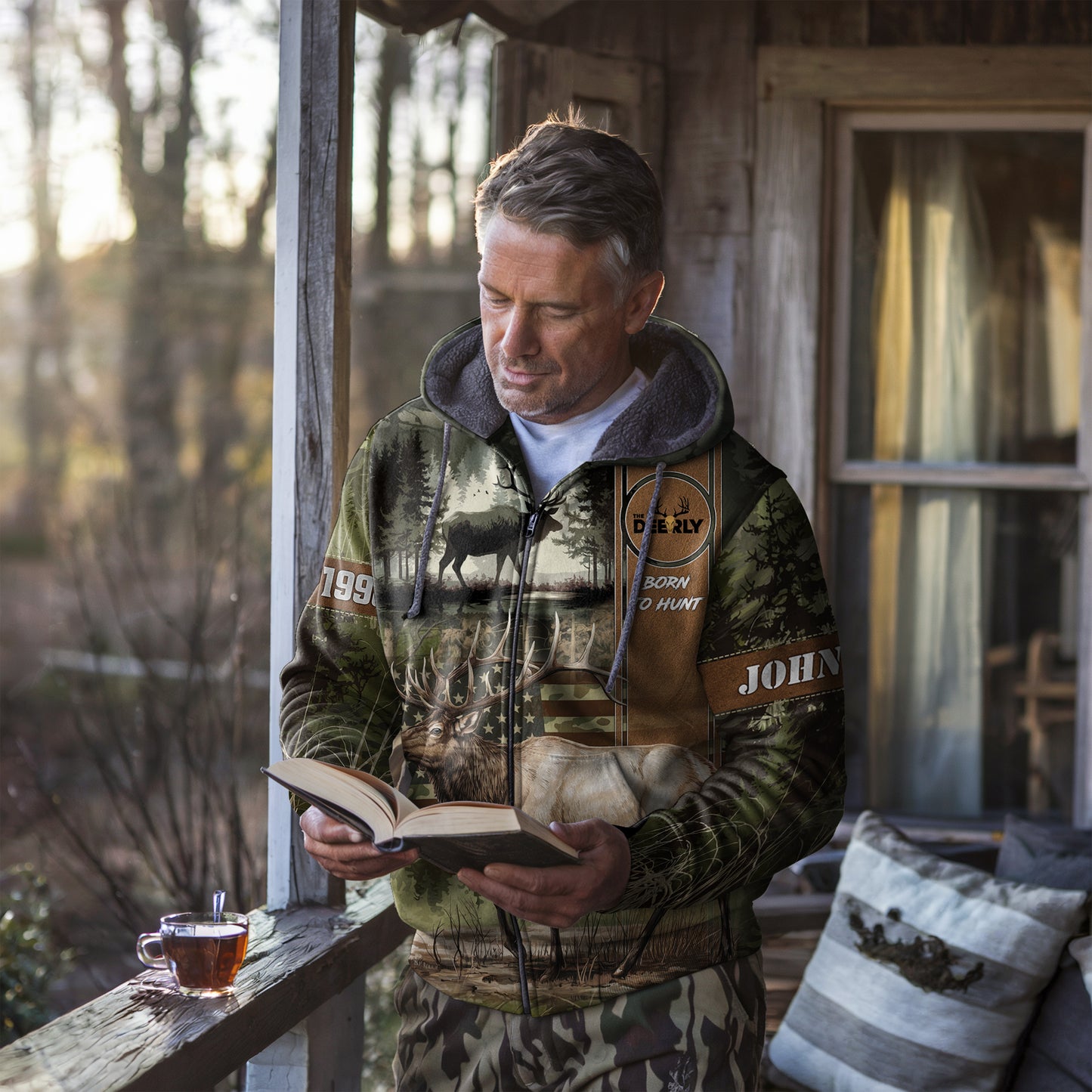 Elk Pursuit Personalized Zip Hunting Hoodie - The Deerly