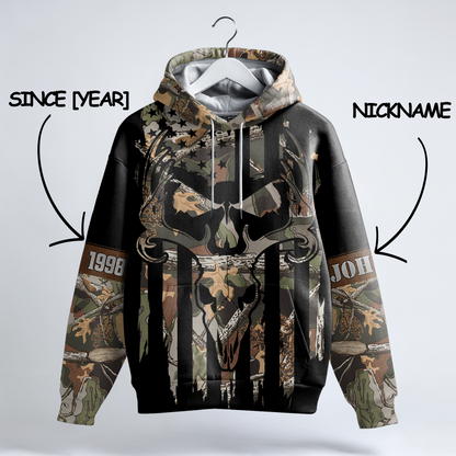 American Flag Skull Camo Personalized Hoodie