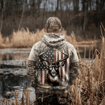 American Whitetail Patriot Personalized Zip Hoodie