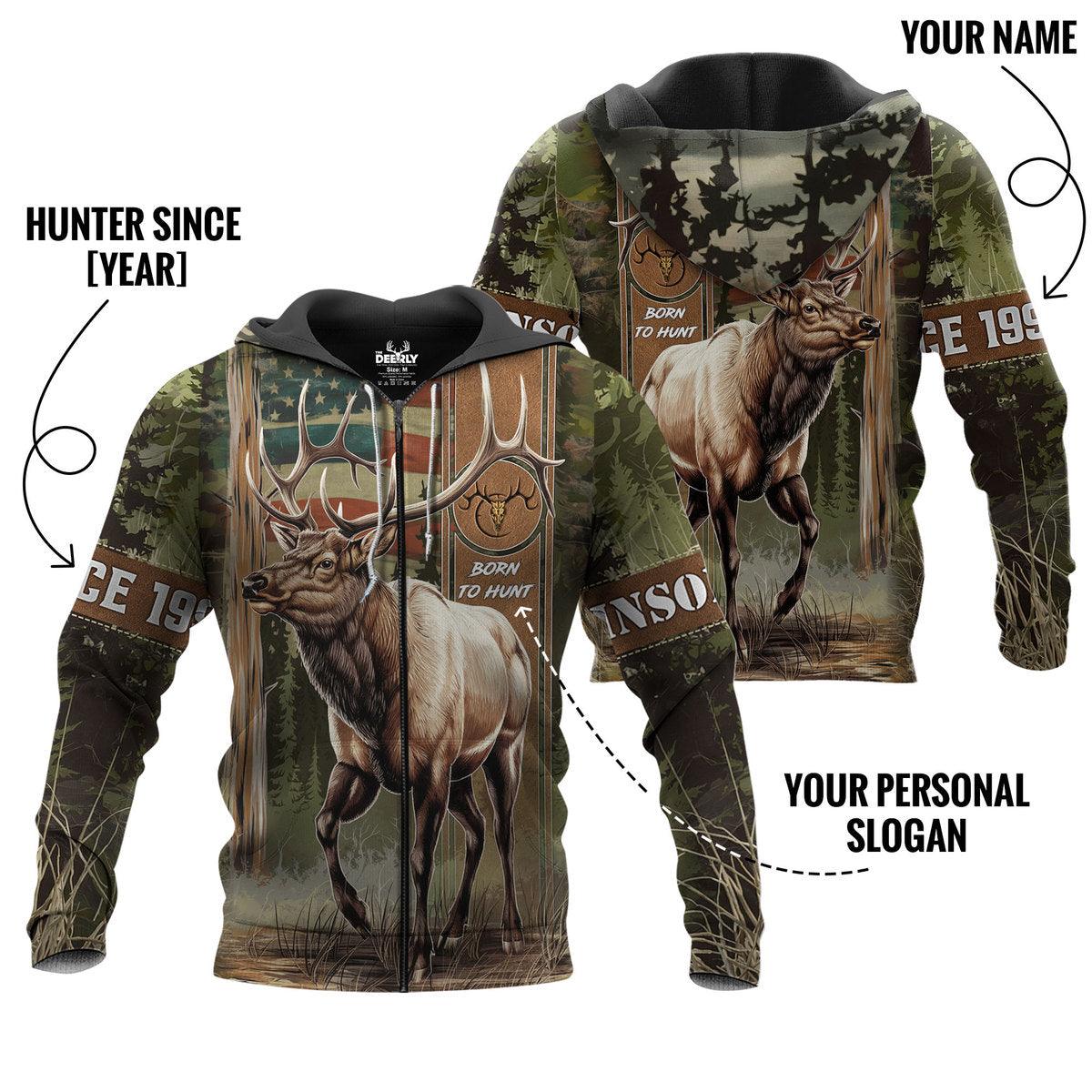 Elk Hunter’s Pride Zip Hoodie Personalized - The Deerly