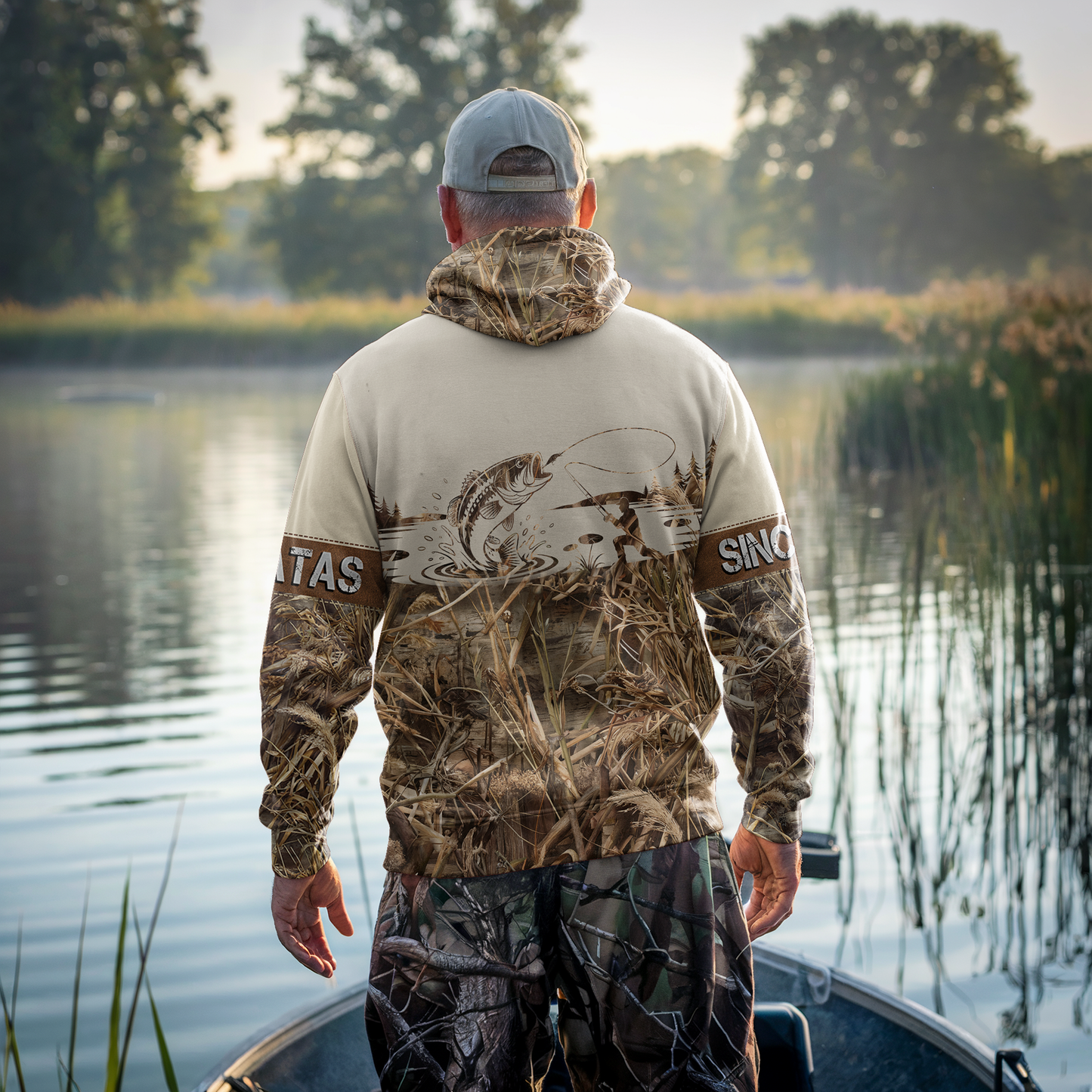 Bass Angler Personalized Waterfowl Camo Zip Hoodie