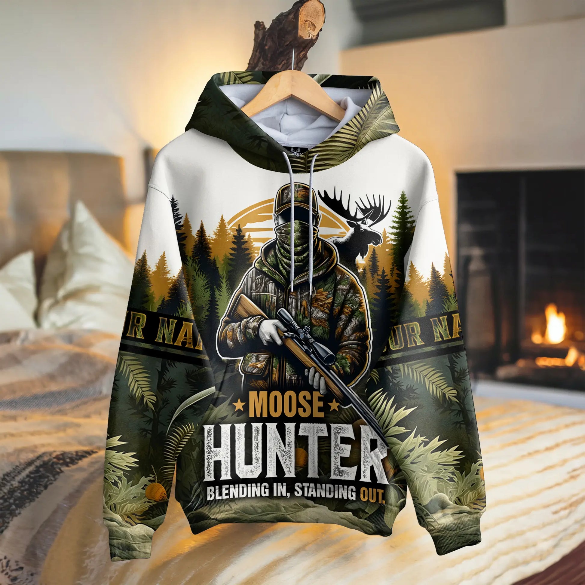 Moose Hunter Camo Hoodie Personalized - The Deerly