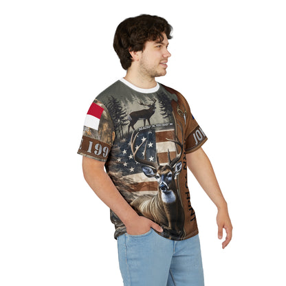 Born To Hunt Buck Flag Personalized Unisex Cut & Sew Tee