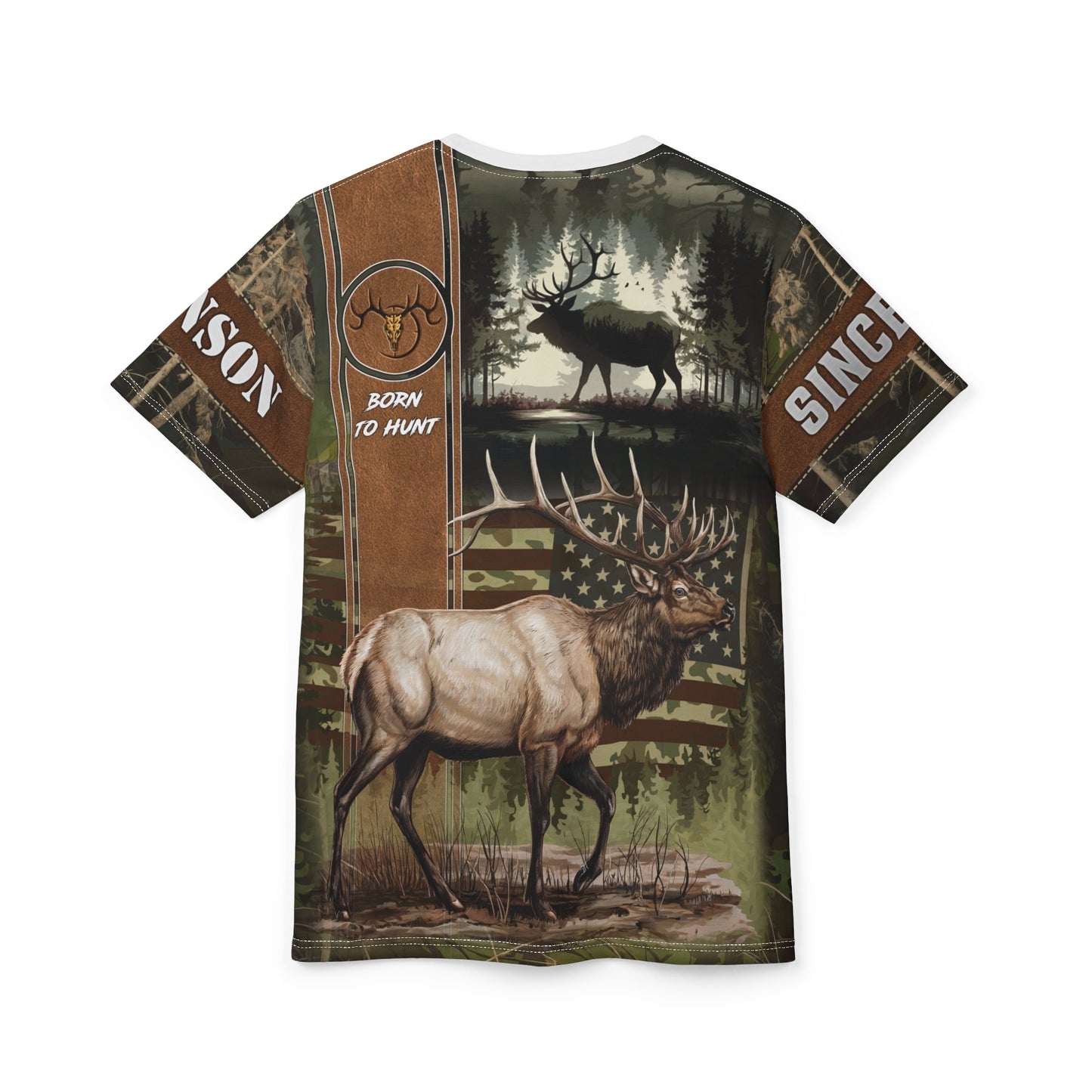 Elk Hunter Heritage Personalized Unisex Cut & Sew Tee