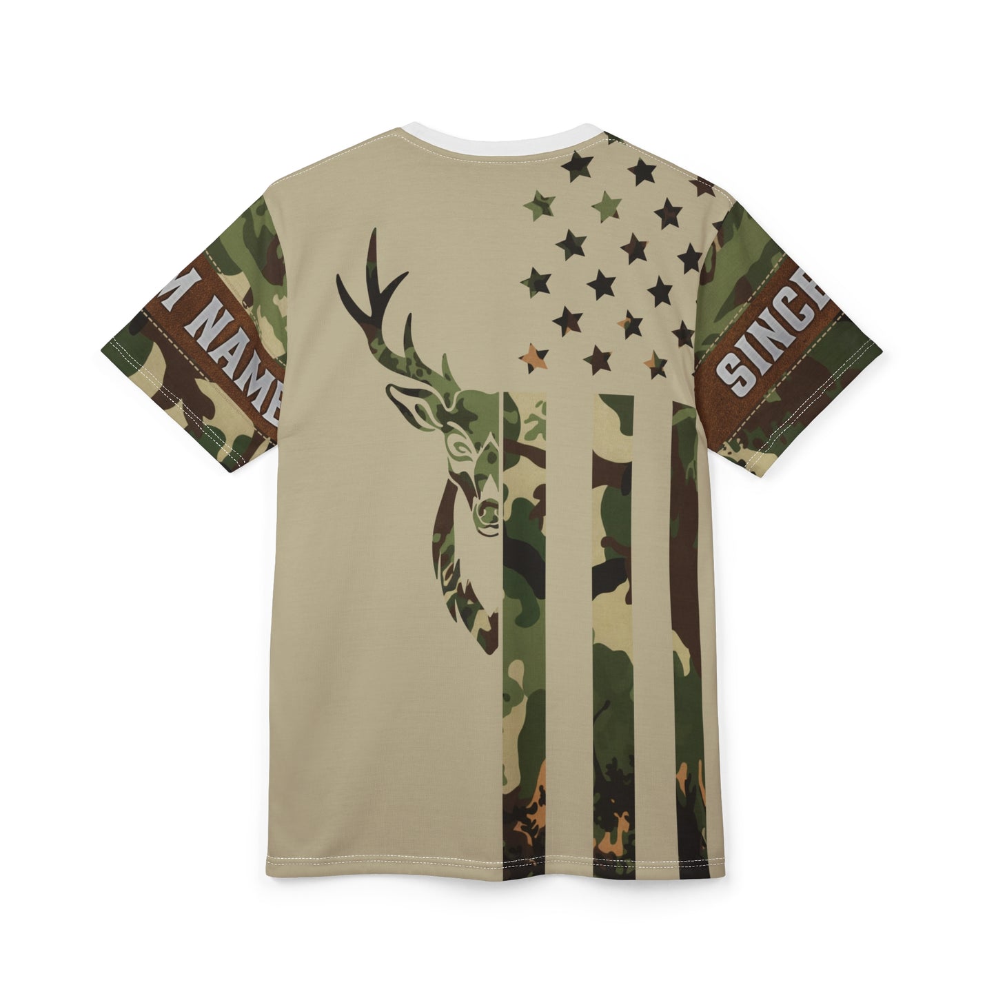 Camo Flag Buck Personalized Unisex Cut & Sew Tee
