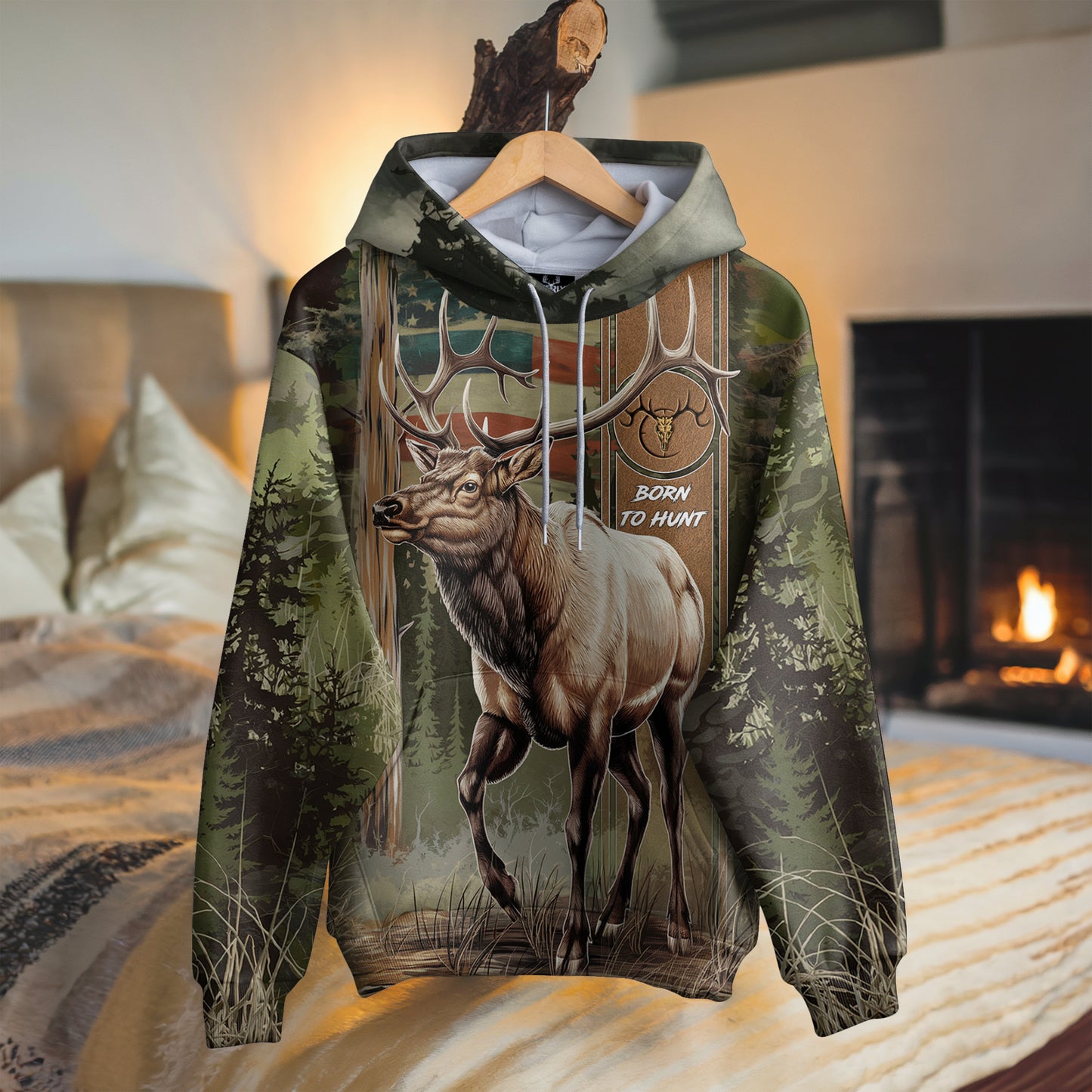 Elk Majesty Camo Hoodie - Born to Hunt - The Deerly