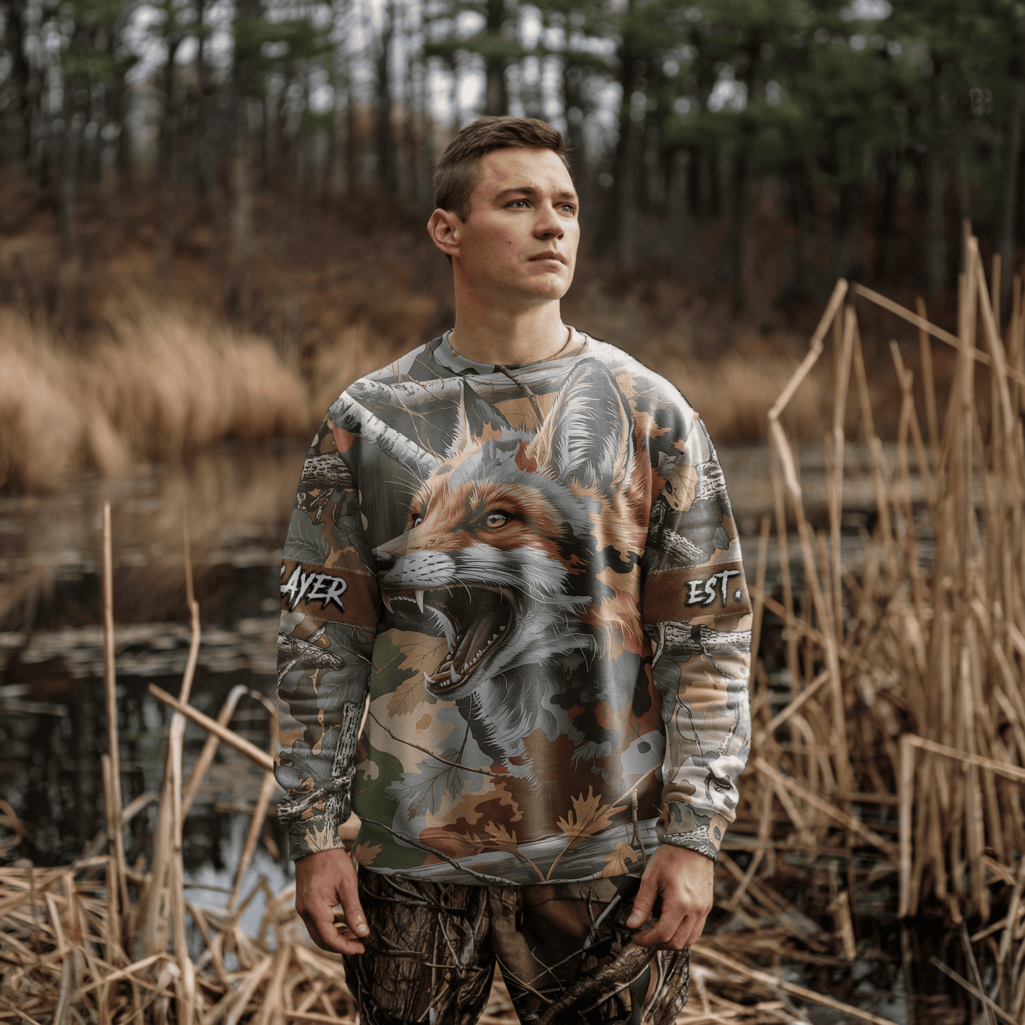Red Fox Predator Camo Personalized Unisex Sweatshirt