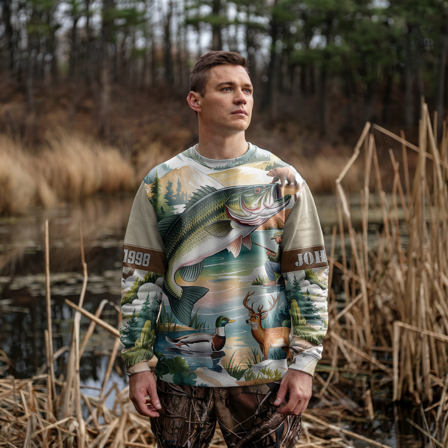 Mountain Lake Bass & Wildlife Personalized Unisex Sweatshirt