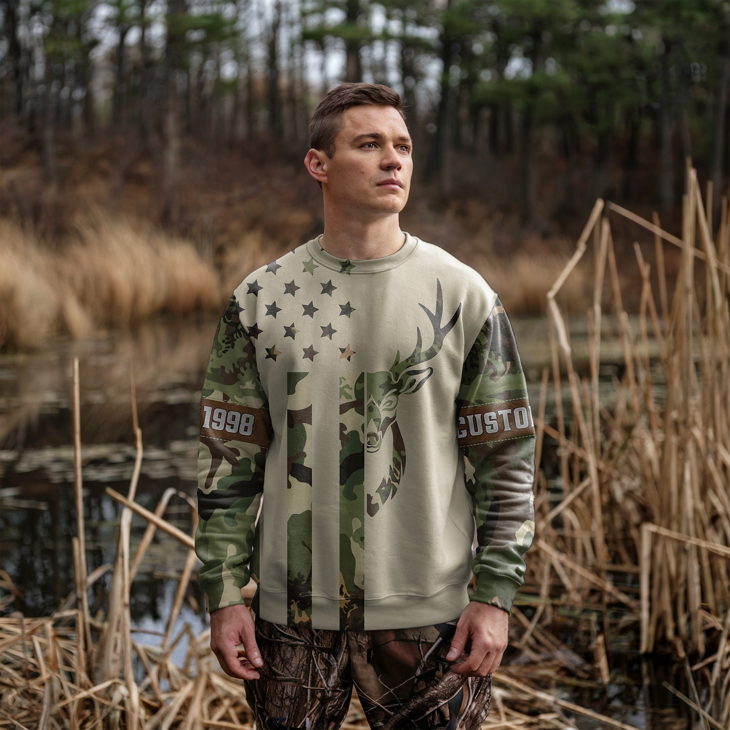 Personalized Camo Deer Hunting Sweatshirt – Honor the Hunt