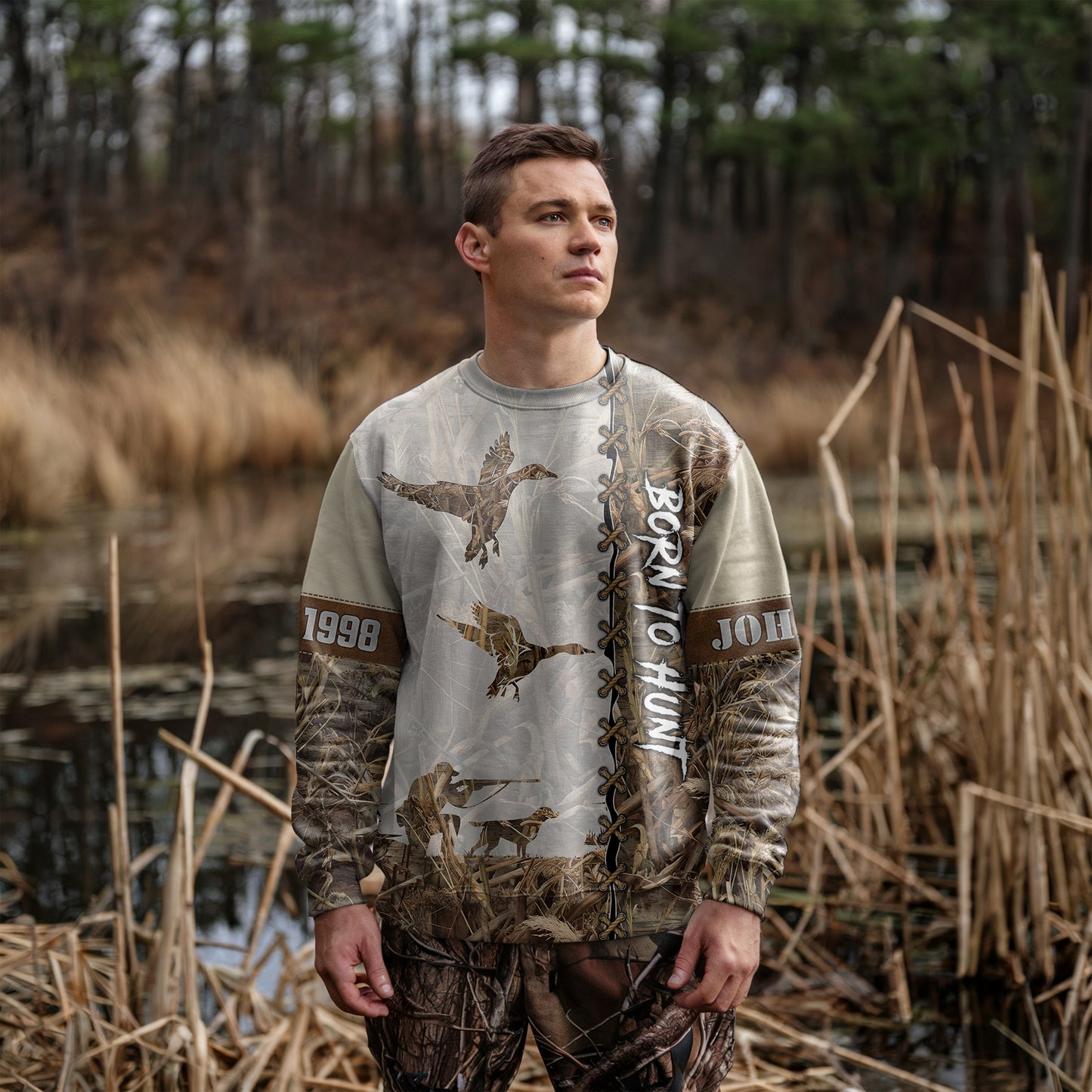 Duck Hunting Camo Sweater - Personalized Born to Hunt