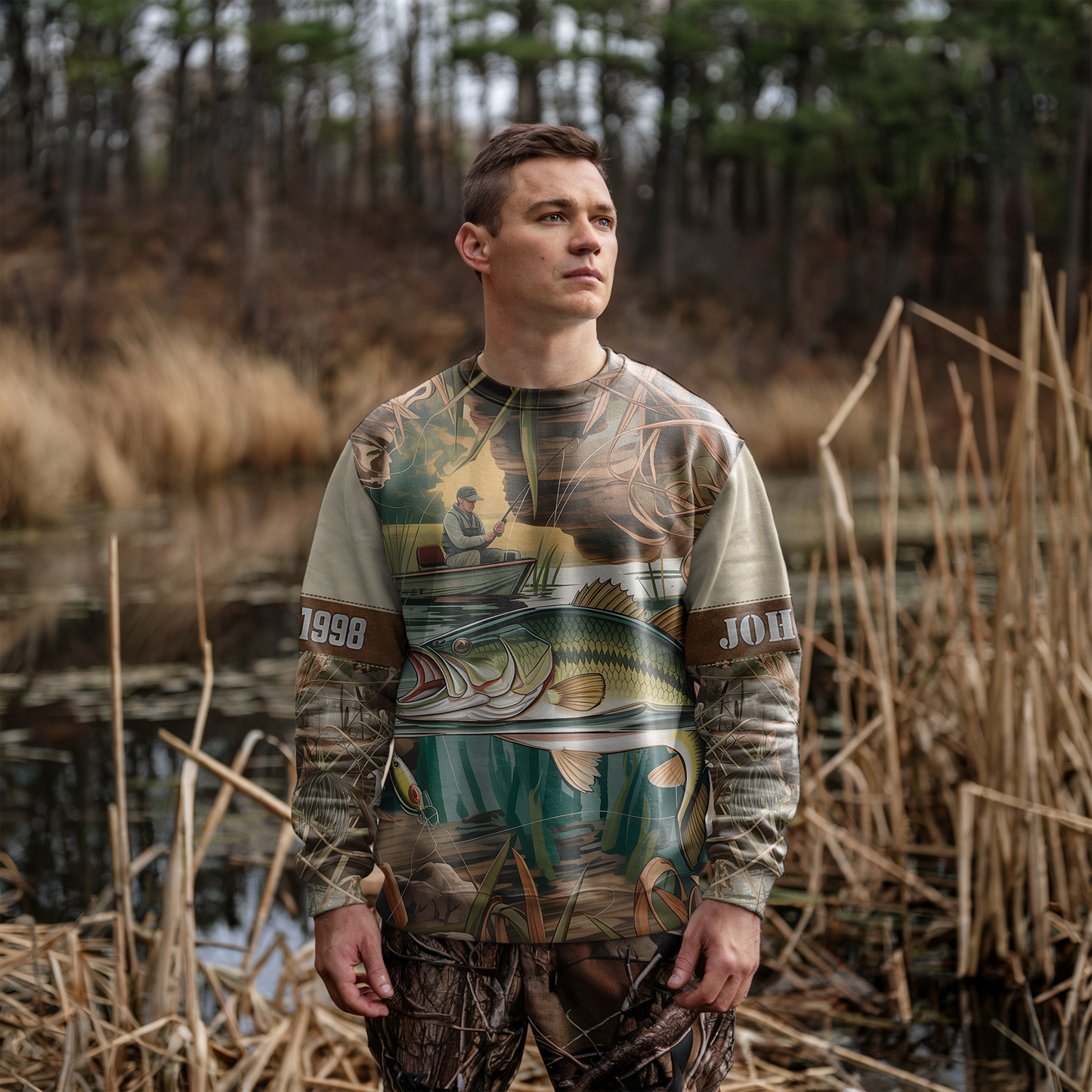 Vintage Bass Fishing Personalized Unisex Sweatshirt