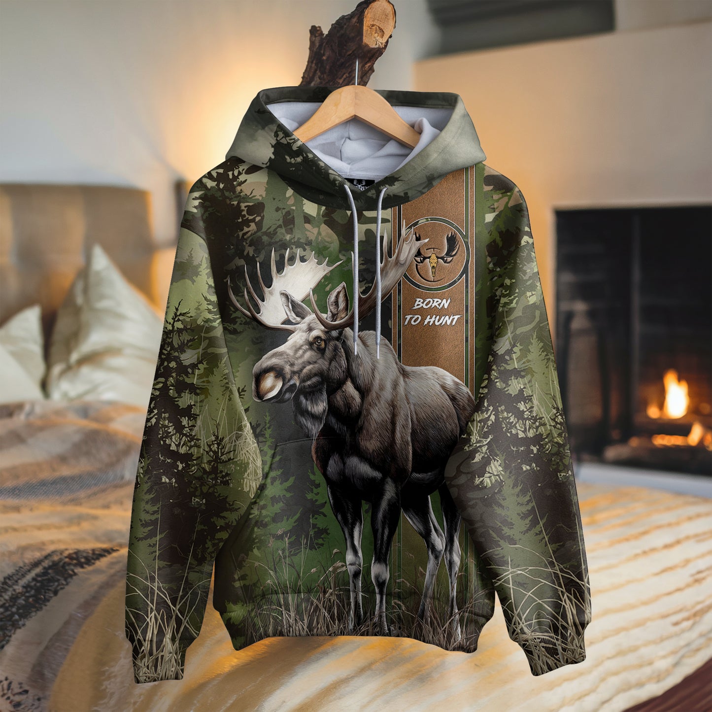 Majestic Moose Camo Hoodie - Born to Hunt - The Deerly