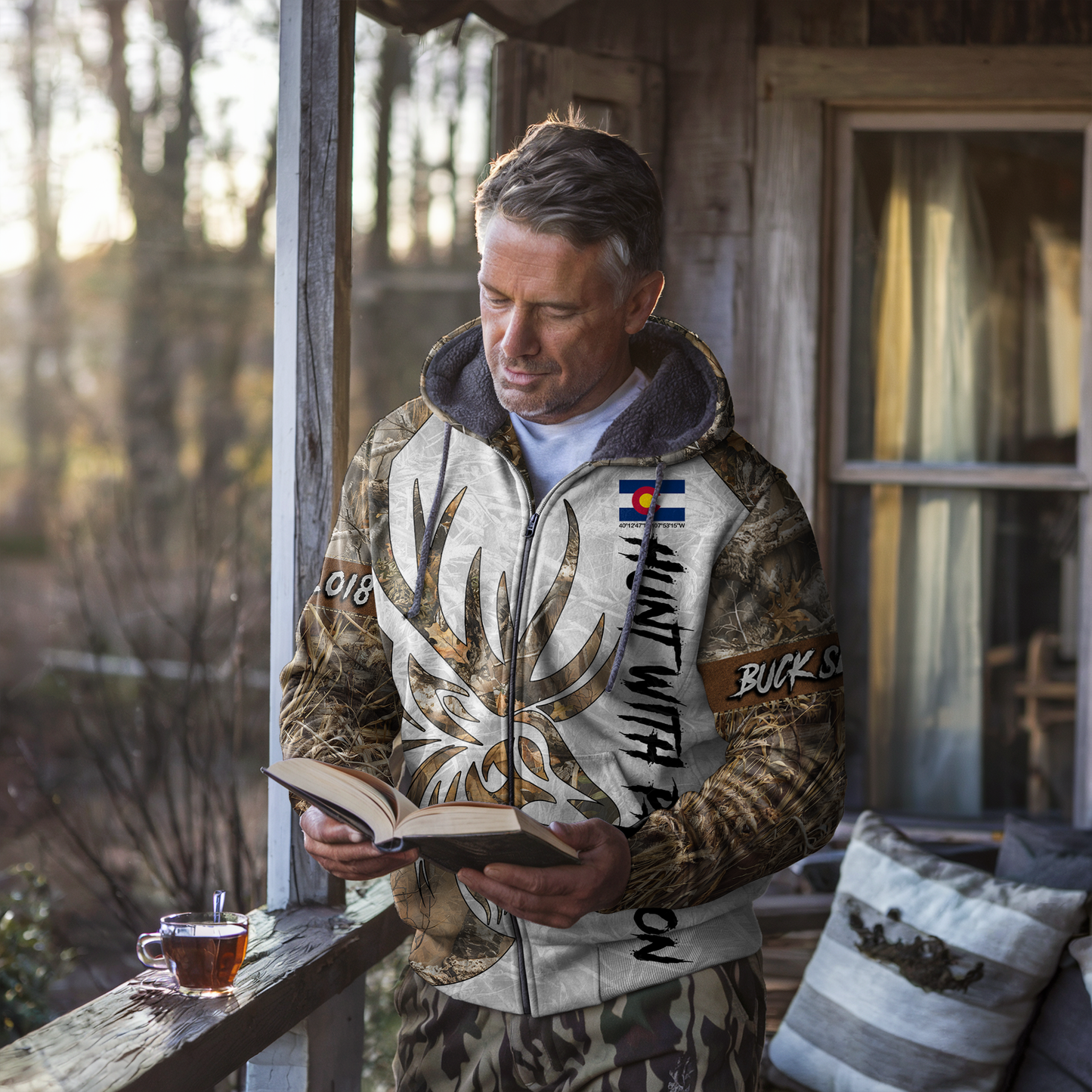 State Pride Buck Hunter Personalized Zip Hoodie
