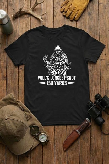 Longest Shot Hunting Tee - Custom Photo, Name & Distance