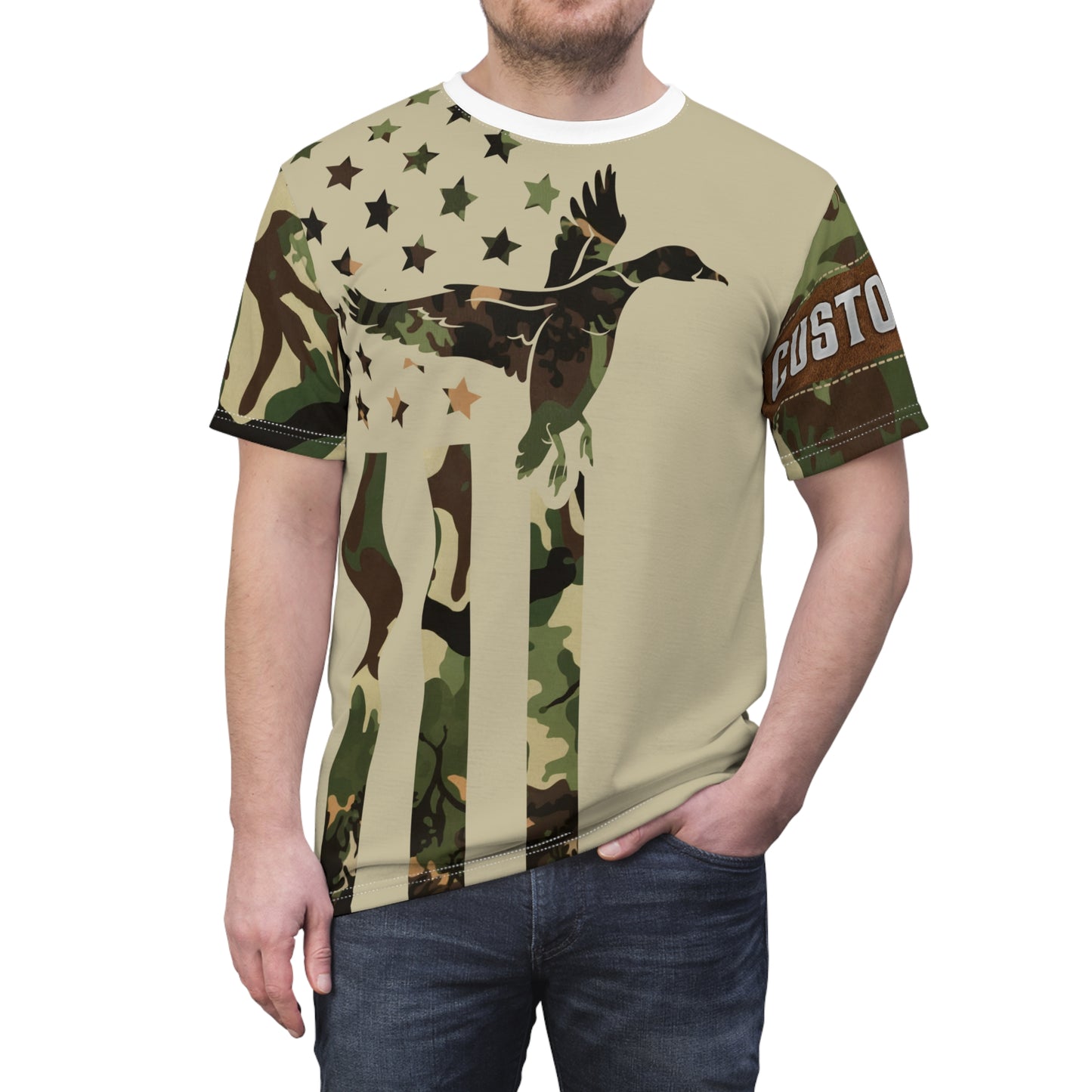 Camo Duck Flag Personalized Unisex Cut & Sew Tee