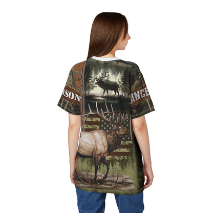 Elk Hunter Heritage Personalized Unisex Cut & Sew Tee