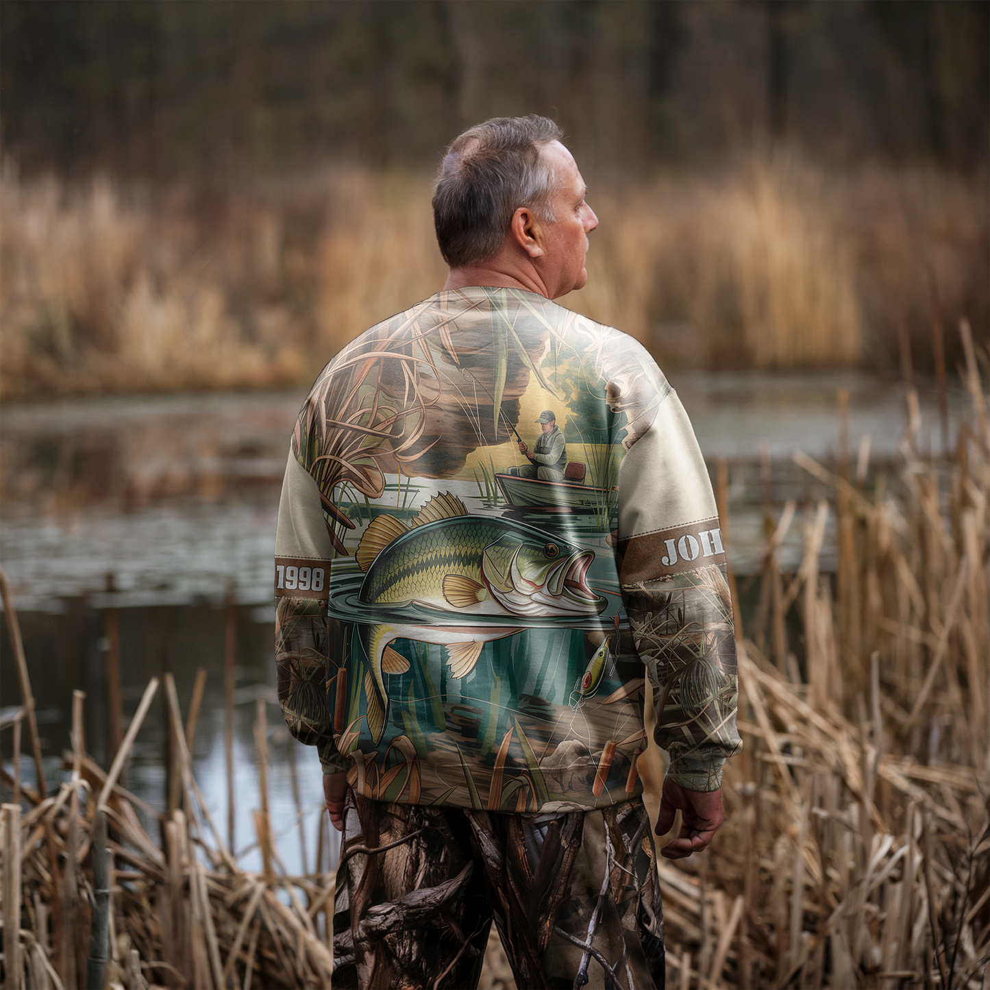 Vintage Bass Fishing Personalized Unisex Sweatshirt