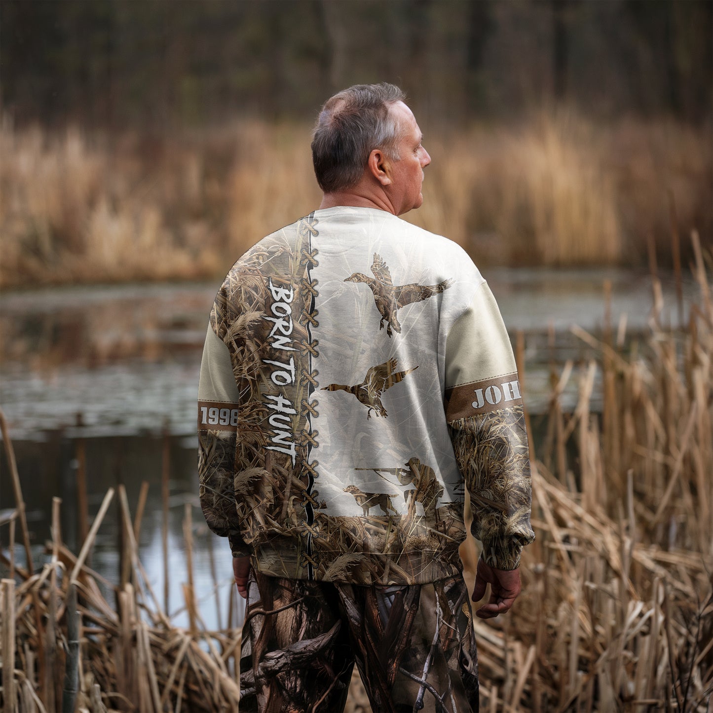 Duck Hunting Camo Sweater - Personalized Born to Hunt