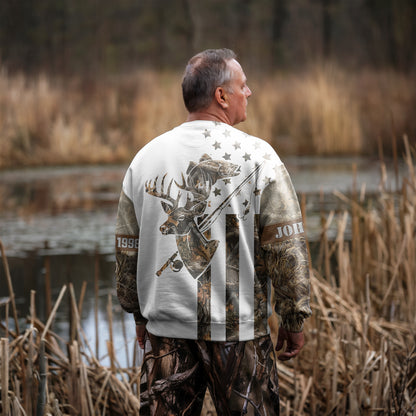 Camo Deer & Bass Sweatshirt – Personalized Comfort for the Outdoors