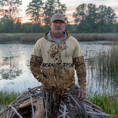 Bass Angler Personalized Waterfowl Camo Zip Hoodie