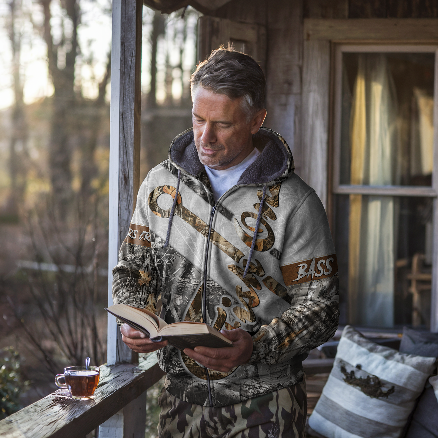 Fish Hook Camo Personalized Zip Hoodie