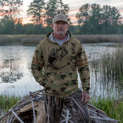 Bass Angler Personalized Zip Hoodie