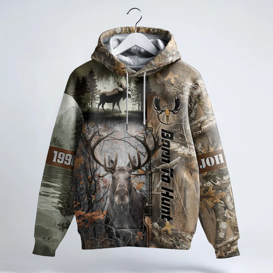 Born to Hunt: Majestic Moose Hoodie Personalized - The Deerly