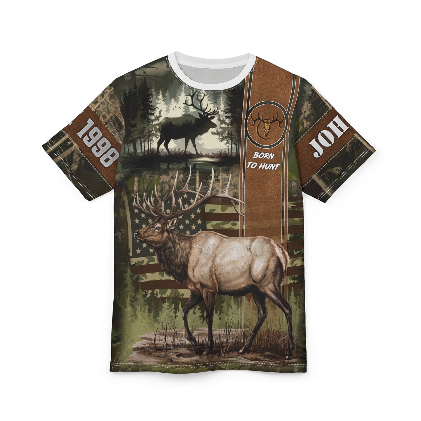 Elk Hunter Heritage Personalized Unisex Cut & Sew Tee