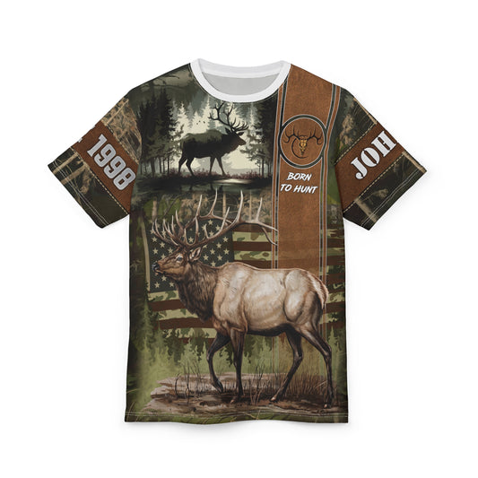 Elk Hunter Heritage Personalized Unisex Cut & Sew Tee