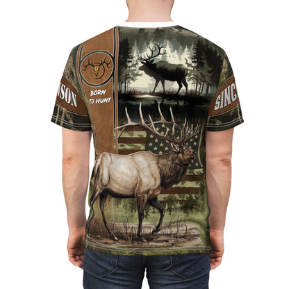 Elk Hunter Heritage Personalized Unisex Cut & Sew Tee