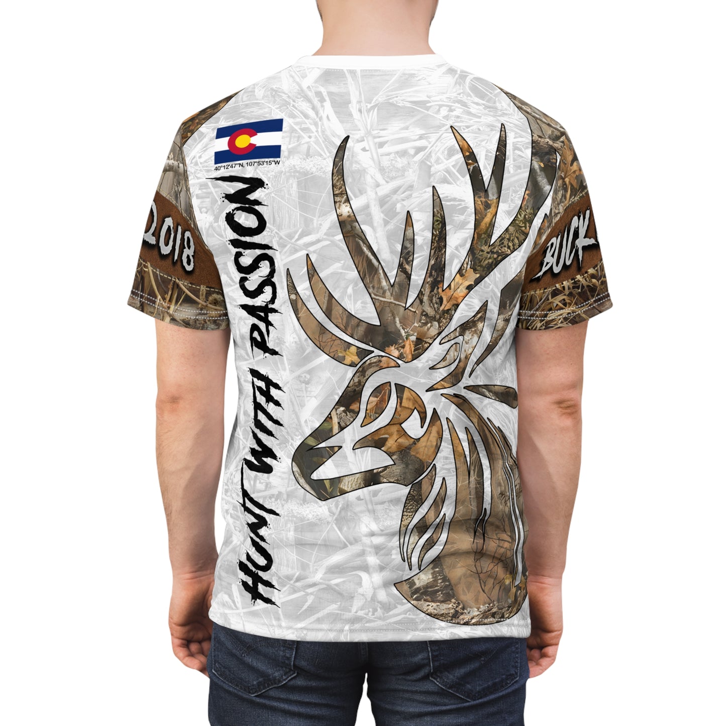 State Pride Buck Hunter Personalized Unisex Cut & Sew Tee