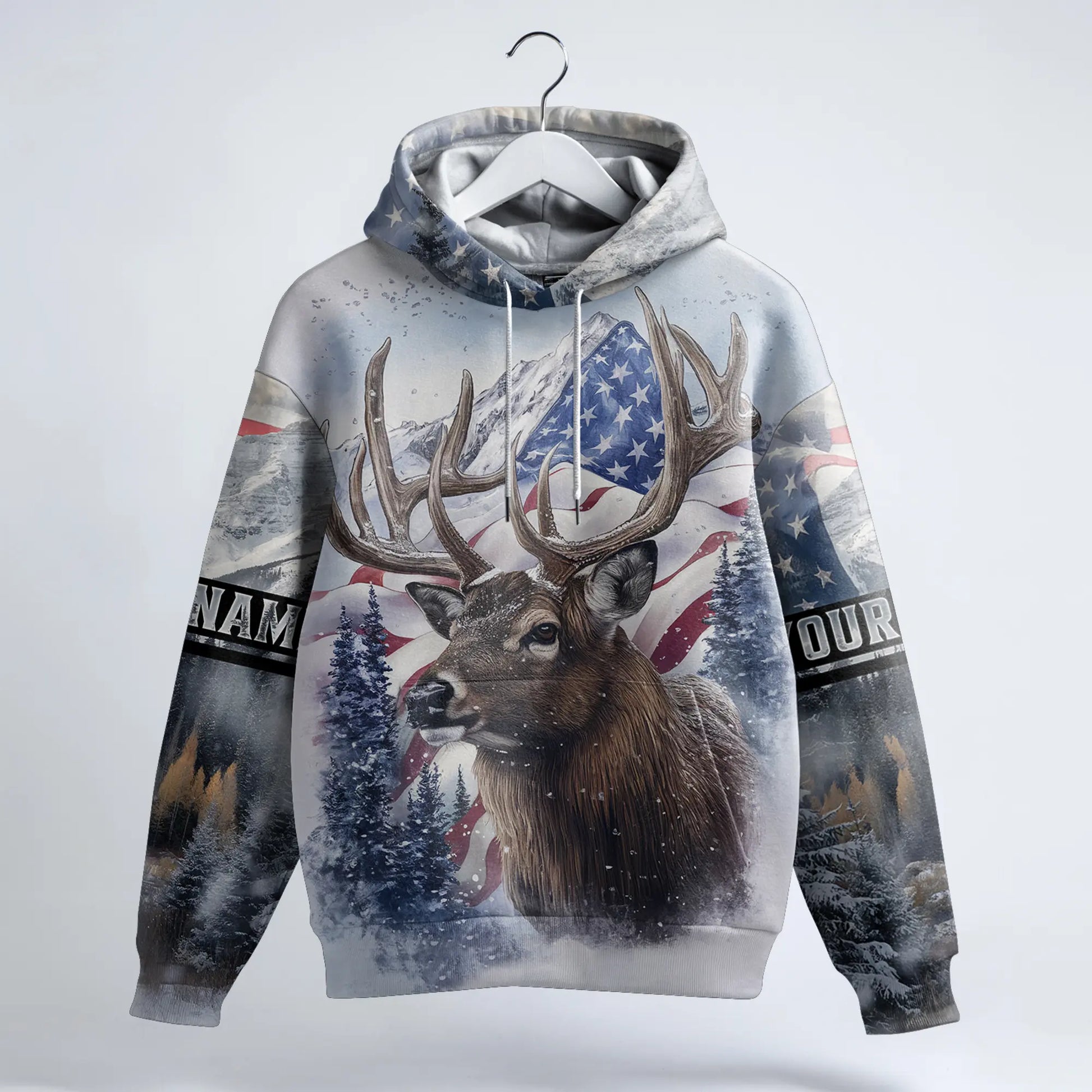 American Wilderness Deer Hunter Hoodie Personalized - The Deerly